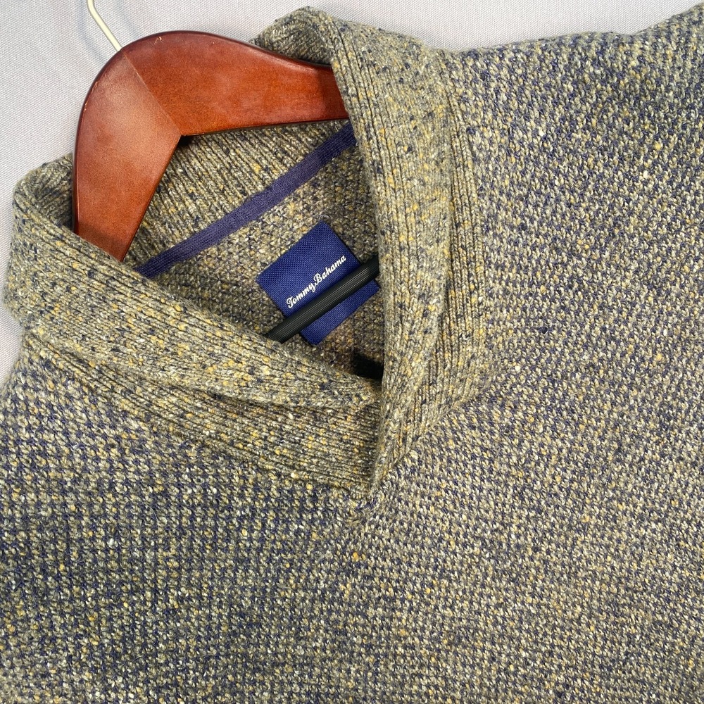 Tommy Bahama Mens XL Shawl Collar Pullover Sweater Merino Linen Alpaca Luxe